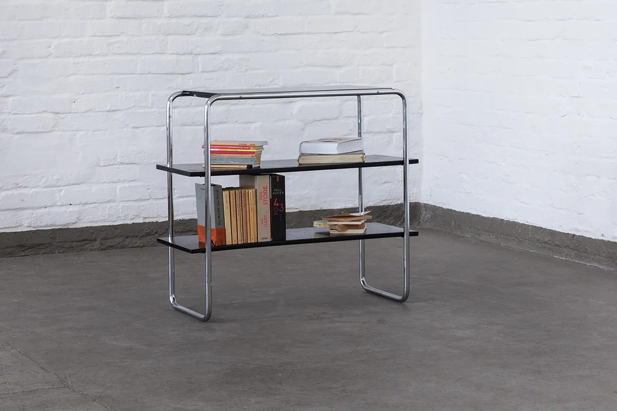 Original nineteen thirties Bauhaus tubular steel shelve B 22 by Marcel Breuer