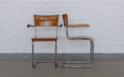 pair of original Thonet tubular steel Bauhaus chairs by Mart Stam